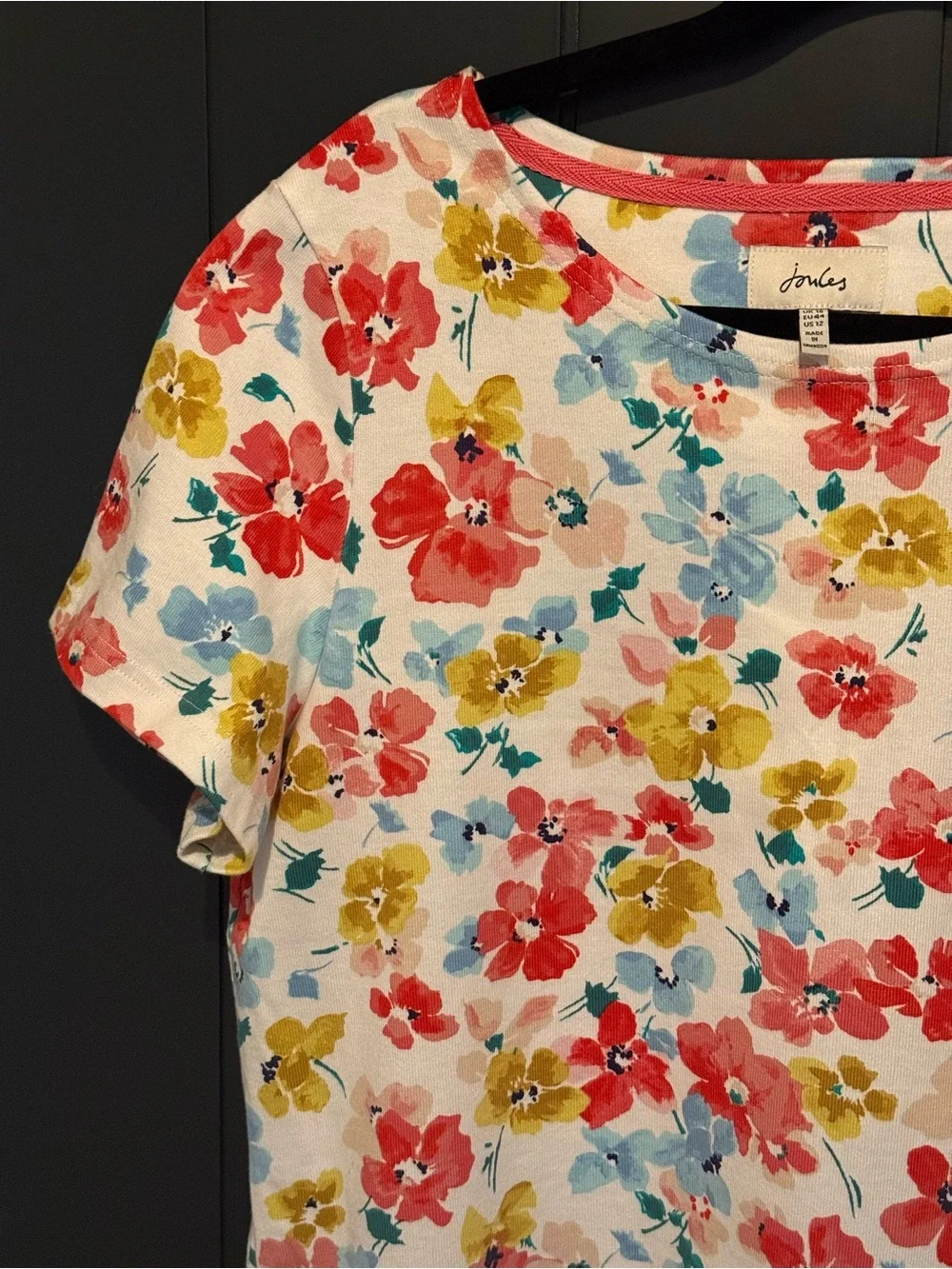 🌺 Joules Riviera Floral Chalk White Cotton Shift Dress - Size 12 - Picture 9 of 16